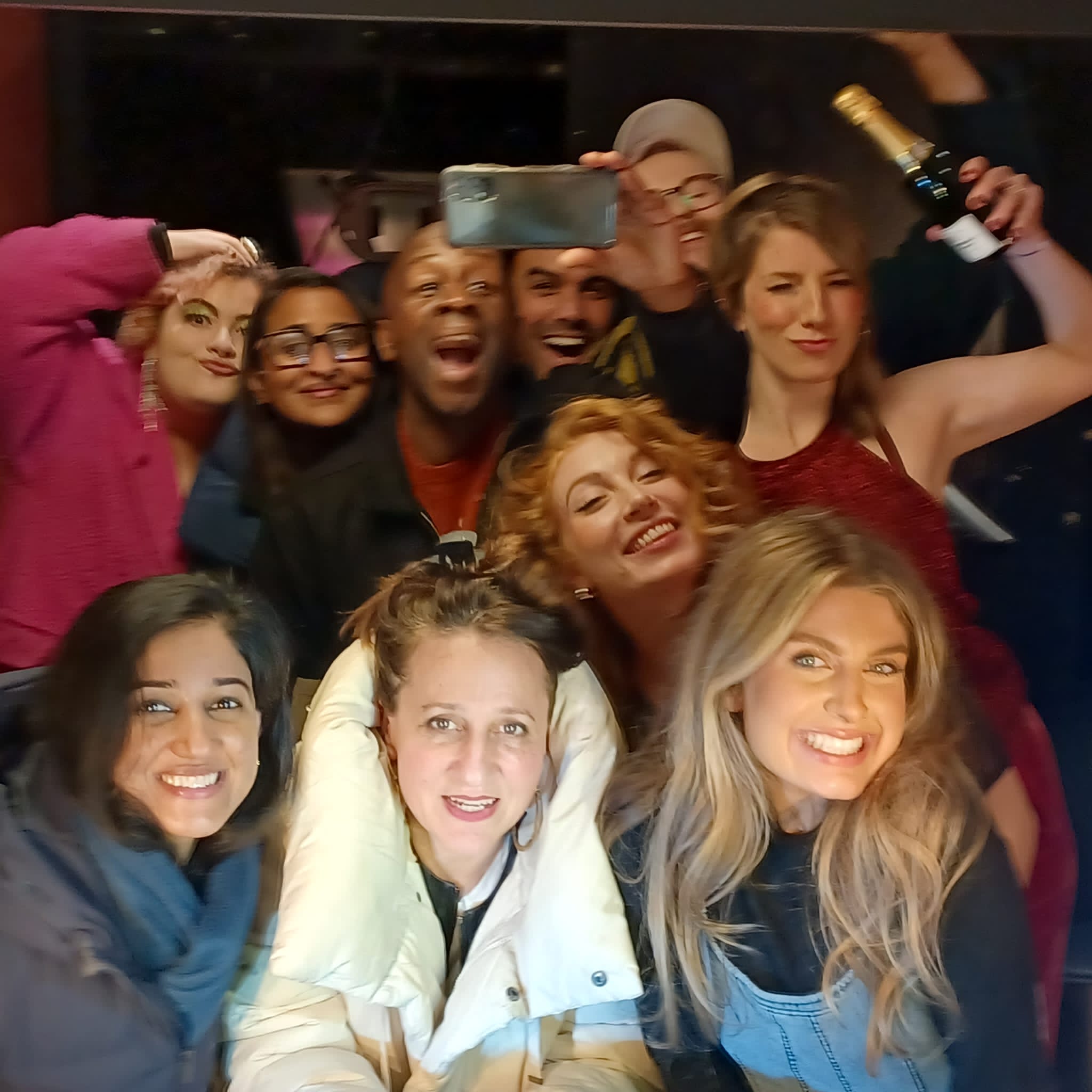 Me and nine other members of the Soho Theatre Autumn 2023 stand-up cohort. The funniest one of us isn't even there.